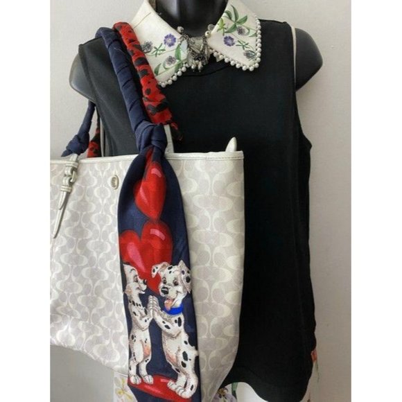 coach w customized w tie sash cream tan tote - Picture 6 of 11